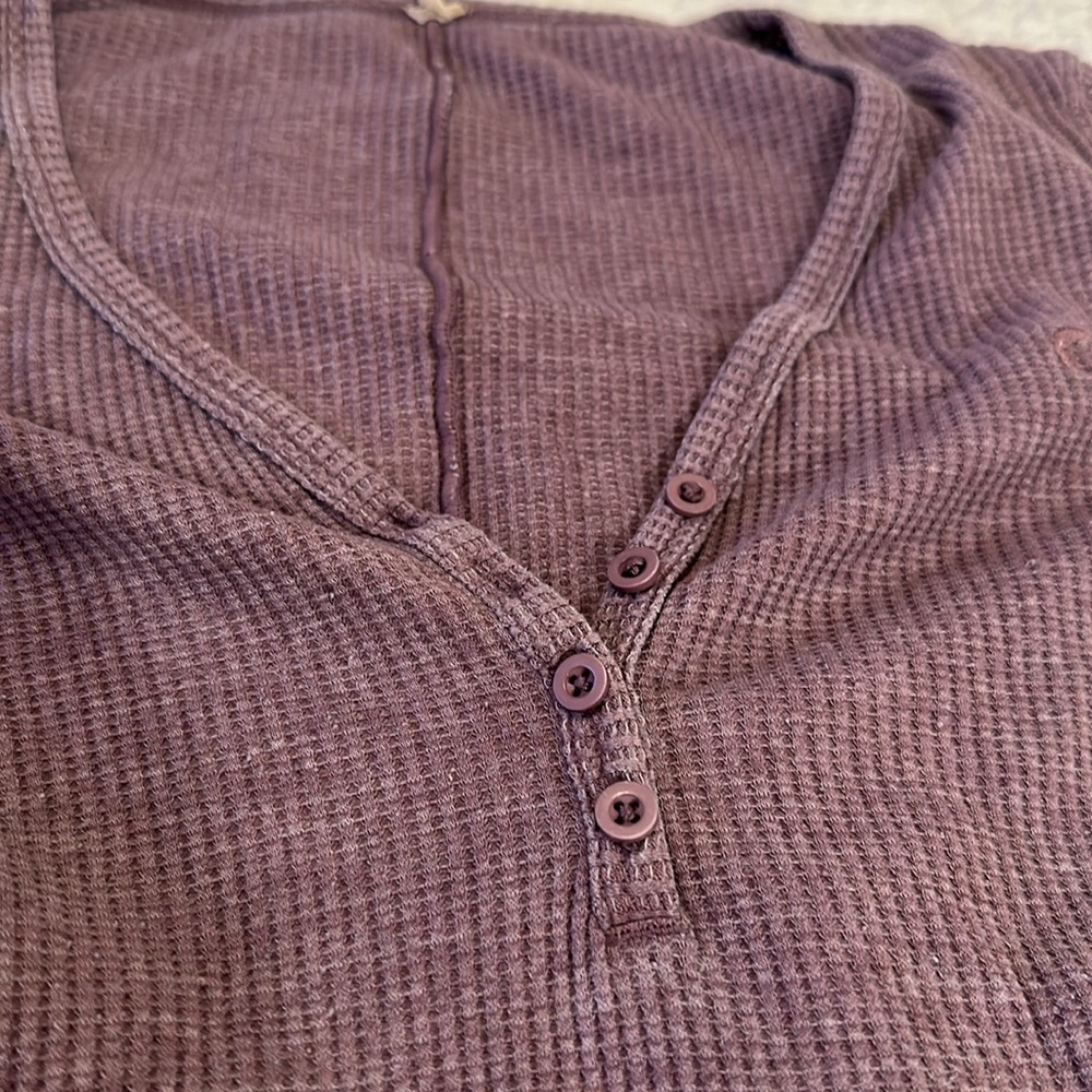 ZYIA Active Don't Wake Me Lilac Thermal Henley Long Sleeve Knit Top Women's S - Picture 3 of 5
